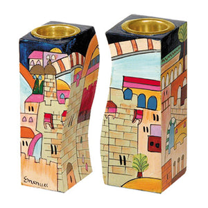 Fitted Shabbat Candlesticks EM-CS - Riverdale Judaica