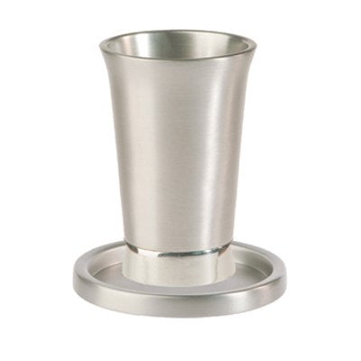 Anodized Aluminum Kiddush Cup and Saucer Silver (EM-GM1) - Riverdale Judaica