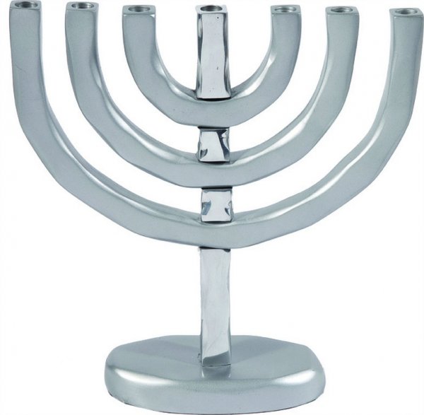 Anodized Aluminum 7 Branches Menorah Silver (EM-HMC1) - Riverdale Judaica