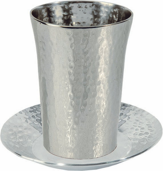 Nickel Kiddush Cup - Straight Hammer work (EM-CUD) - Riverdale Judaica