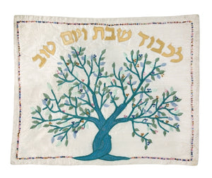 Challah Cover Tree Of Life Raw Silk ( 111020 ) - Riverdale Judaica