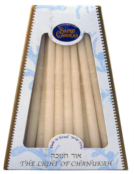 Deluxe Safed Chanukkah Candles White on White (CH-CP10)