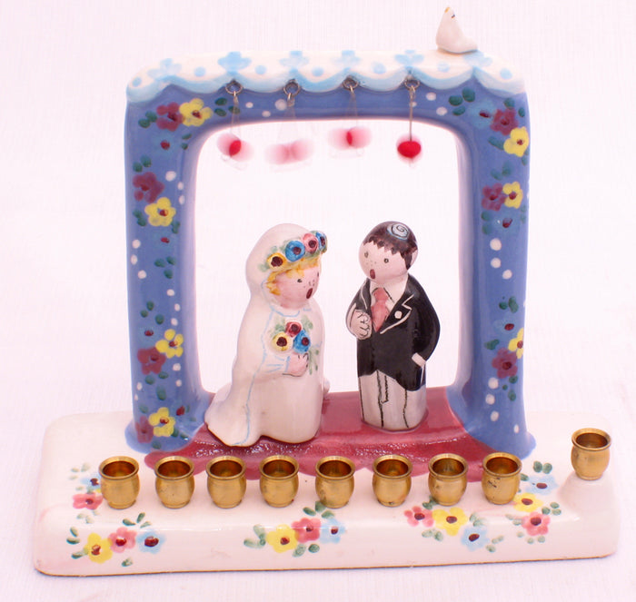 Mako Ceramic Bride and Groom Menorah (M-115)