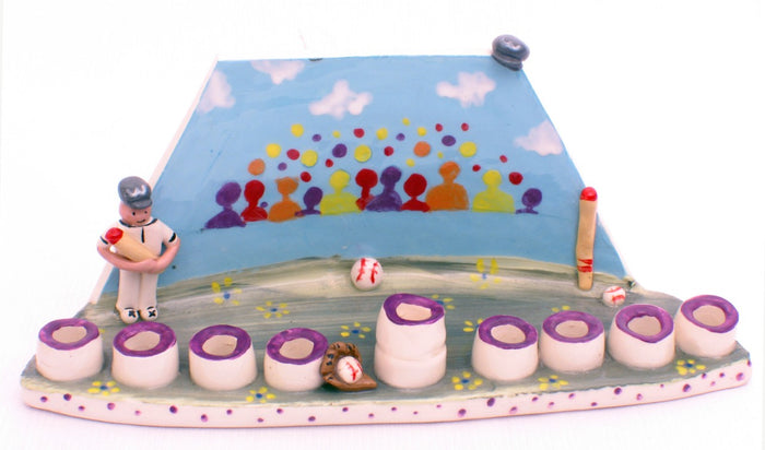 Ceramic Baseball Menorah (M-114)