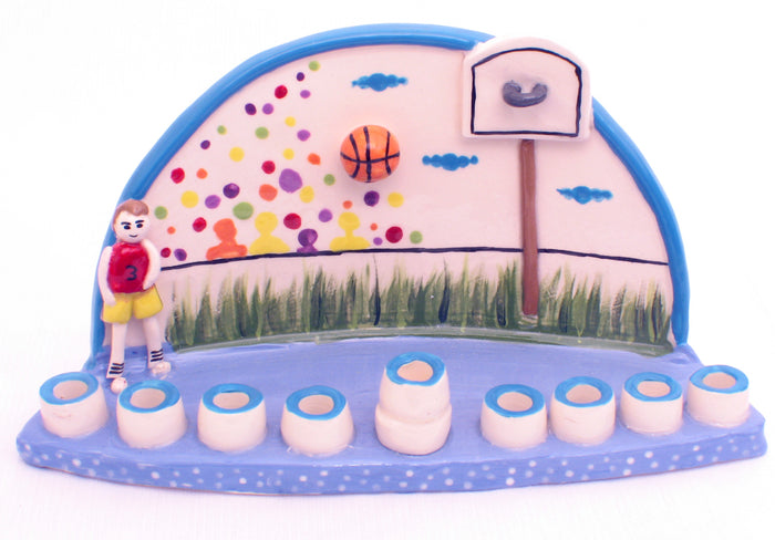 Ceramic Baseball Menorah (M-117)