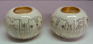 Karshi Ceramic Candle Holders Ball  Jerusalem (CS-5964) - Riverdale Judaica