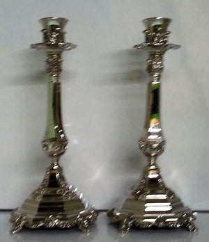 Large Nickel plated candlesticks (CS-701501N) - Riverdale Judaica