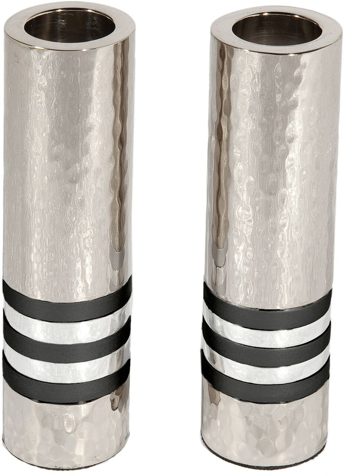 Emanuel Cylinder Shaped Hammered Candlesticks- Black Rings (EM-CSO5)