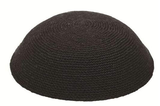 Handmade DMC Knit Kippah, Black