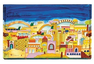 Emanuel Challah Board with Lucite Protector Jerusalem (EM-CB-5) - Riverdale Judaica