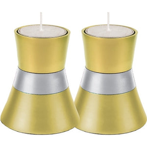 Anodized Aluminum Candlesticks Gold Small (EM-CMS3) - Riverdale Judaica