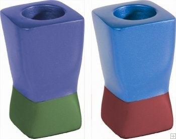 Anodized Aluminum Shabbat Candlesticks Multicolor Small (EM-CSD5) - Riverdale Judaica