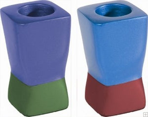 Anodized Aluminum Shabbat Candlesticks Multicolor Small (EM-CSD5) - Riverdale Judaica
