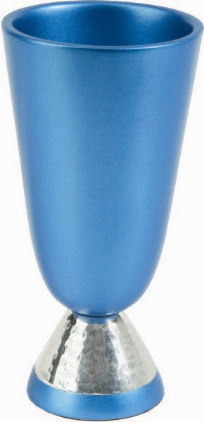 Anodized Aluminum Kiddush Cup - Hammer work Turquoise (EM-CUK2) - Riverdale Judaica