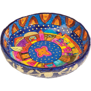 Paper Mache Bowl Jerusalem Colored ROUND MEDIUM (EM-PM-2C) - Riverdale Judaica
