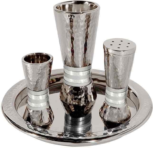 Emanuel Hammered Havdallah Set Conical Shape- Silver Rings (EM-HAC3) - Riverdale Judaica