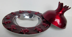 Emanuel Pomegranate Honey Dish, Red (EM-HPMC1) - Riverdale Judaica