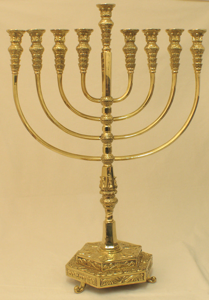 Mikdash 37" Brass  Oil Menorah (M-239)