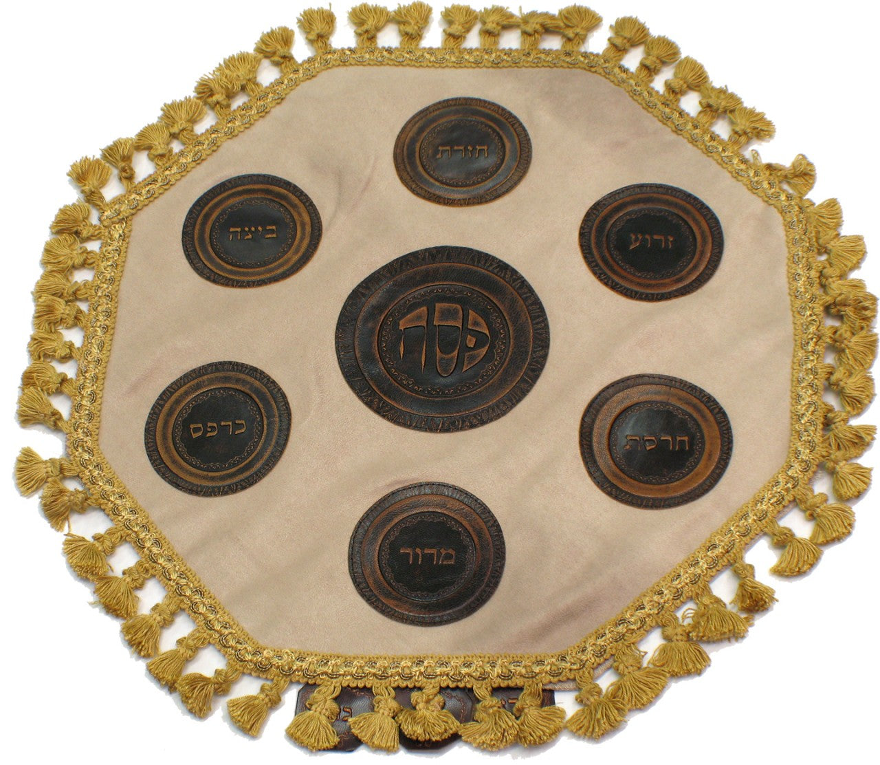 Round Lether Matzah Cover   P-MCLR - Riverdale Judaica