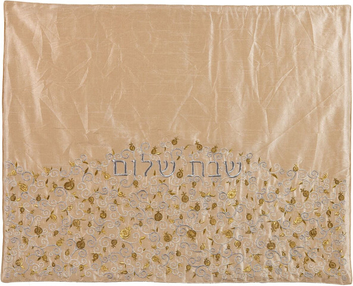 Emanuel Pomegranate Embroidered Challah Cover- Tan (EM-PCH4)