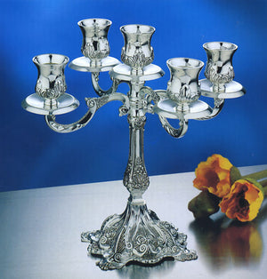 Small 5 Branch Candlabra (CS-3185) - Riverdale Judaica