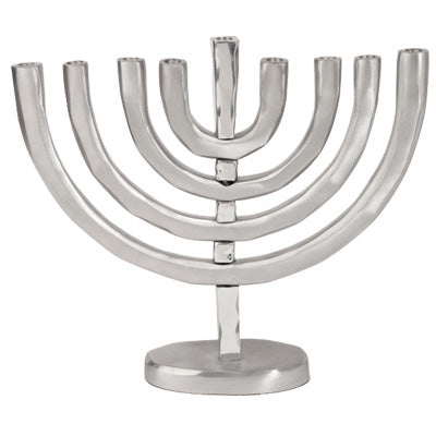 Anodize Aluminum Chanukah Menorah Silver (EM-HMB1) - Riverdale Judaica