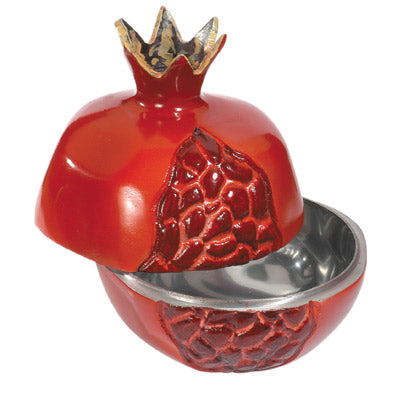 Aluminum Pomegranates Honey Dish (Large) - Red (EM-LPO2) - Riverdale Judaica