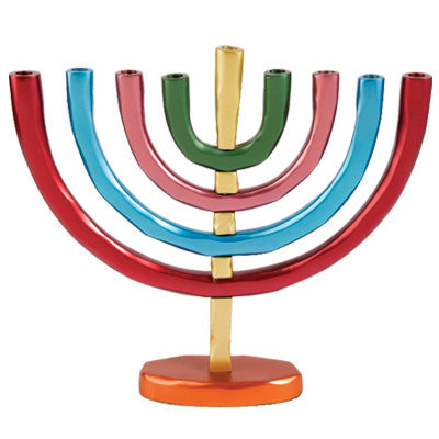 Anodize Chanukah Menorah Colorful (EM-HMB3) - Riverdale Judaica