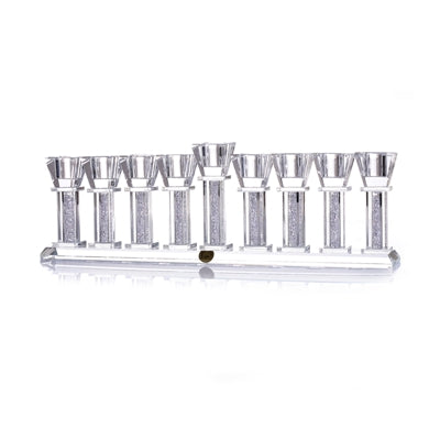 Crystal Menorah with Crushed Glass 14" x 5" (M-X1538) - Riverdale Judaica