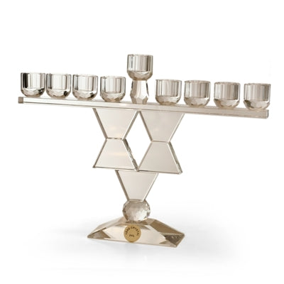 Crystal Menorah w/ Magen David 14" x 10" (M-X770) - Riverdale Judaica